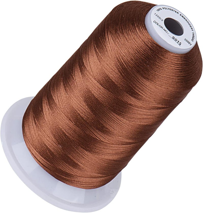 simthread 5500Yds Embroidery Thread, 5000M High-Yardage 40WT 100% Polyester Thread – 170+ Vivid Colors, High-Speed Rated – Compatible with Brother, Singer, Janome & More - Toasted Almond S015 - Image 1
